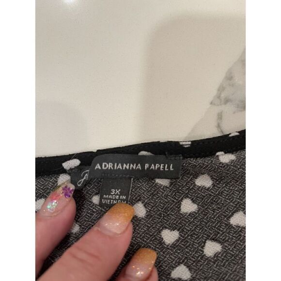 Adrianna Papell Women’s Black Flowy Tunic  Hearts  Sz 3X - Picture 8 of 10